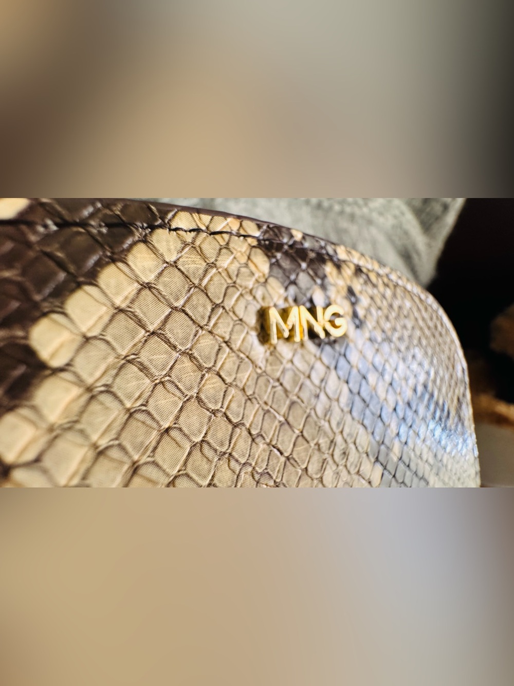 Mango MNG Faux Snake-Print Zip Pouch/Wallet